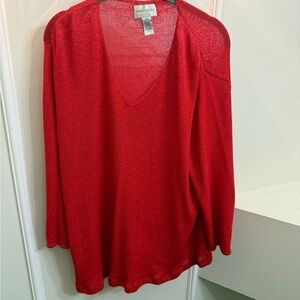 Arizona Jean Company Red V-Neck Blouse
